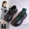 New black leather shoes for girls, single shoes for little girls, summer children's shoes, campus spring and autumn soft-soled student princess shoes details Picture